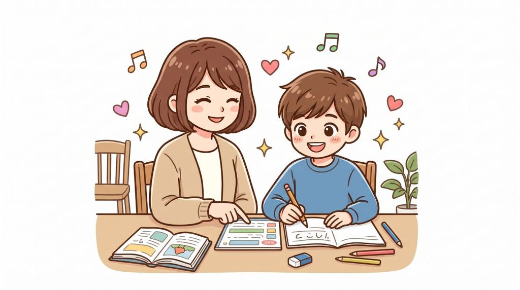 なっぴーとはは、勉強中